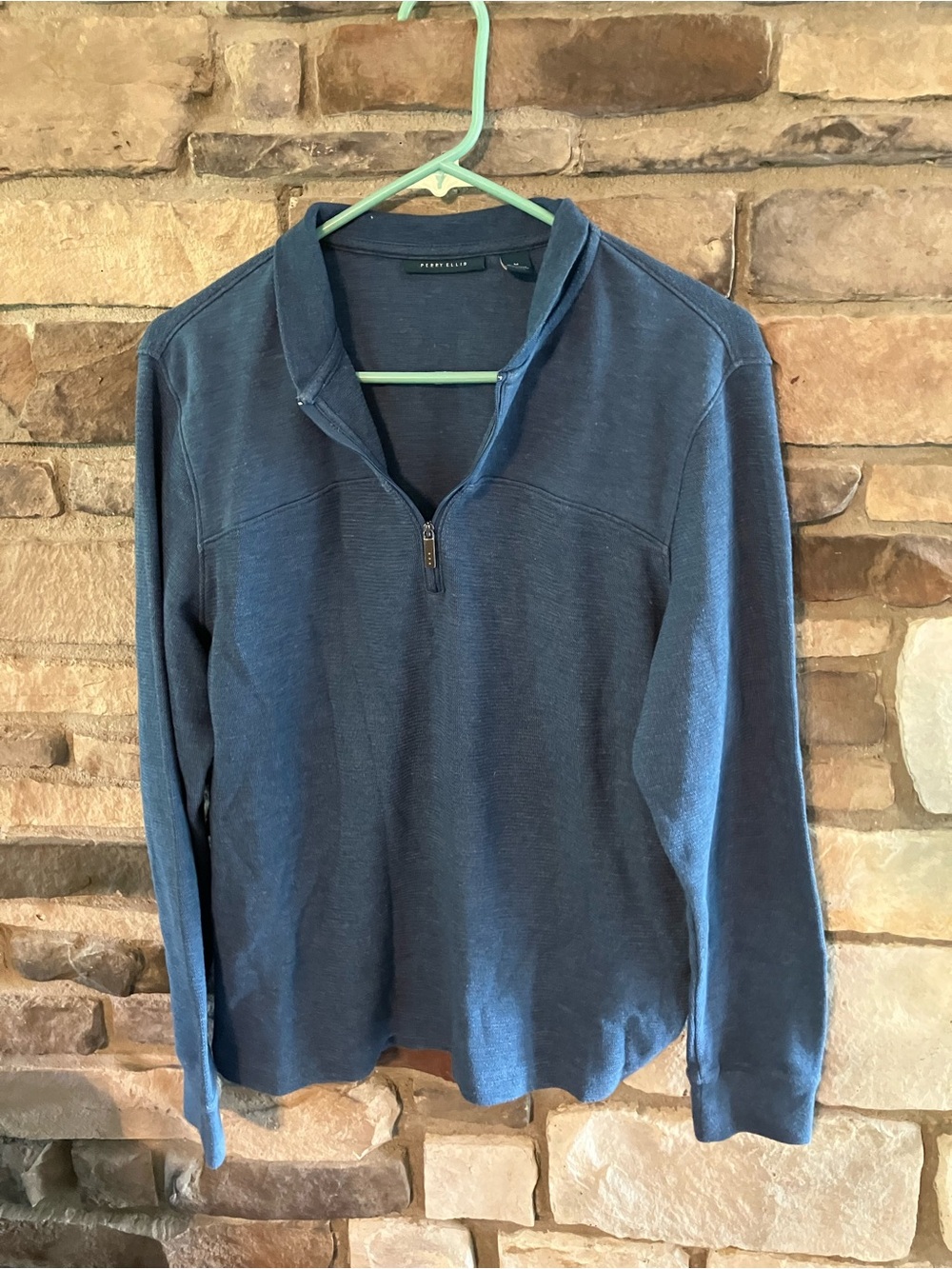 Men's Navy Quarter-Zip Perry Ellis Sweater